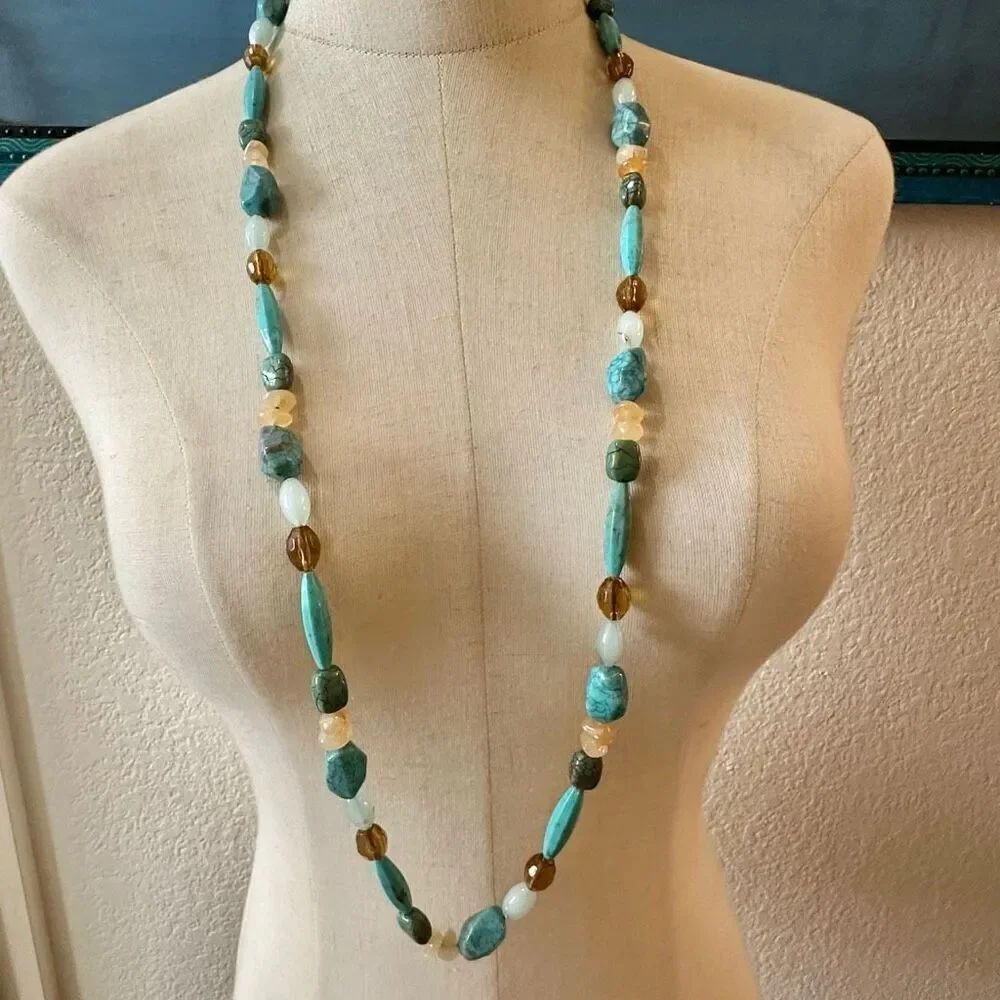 Cookie Lee Faux Turquoise  Beaded Necklace